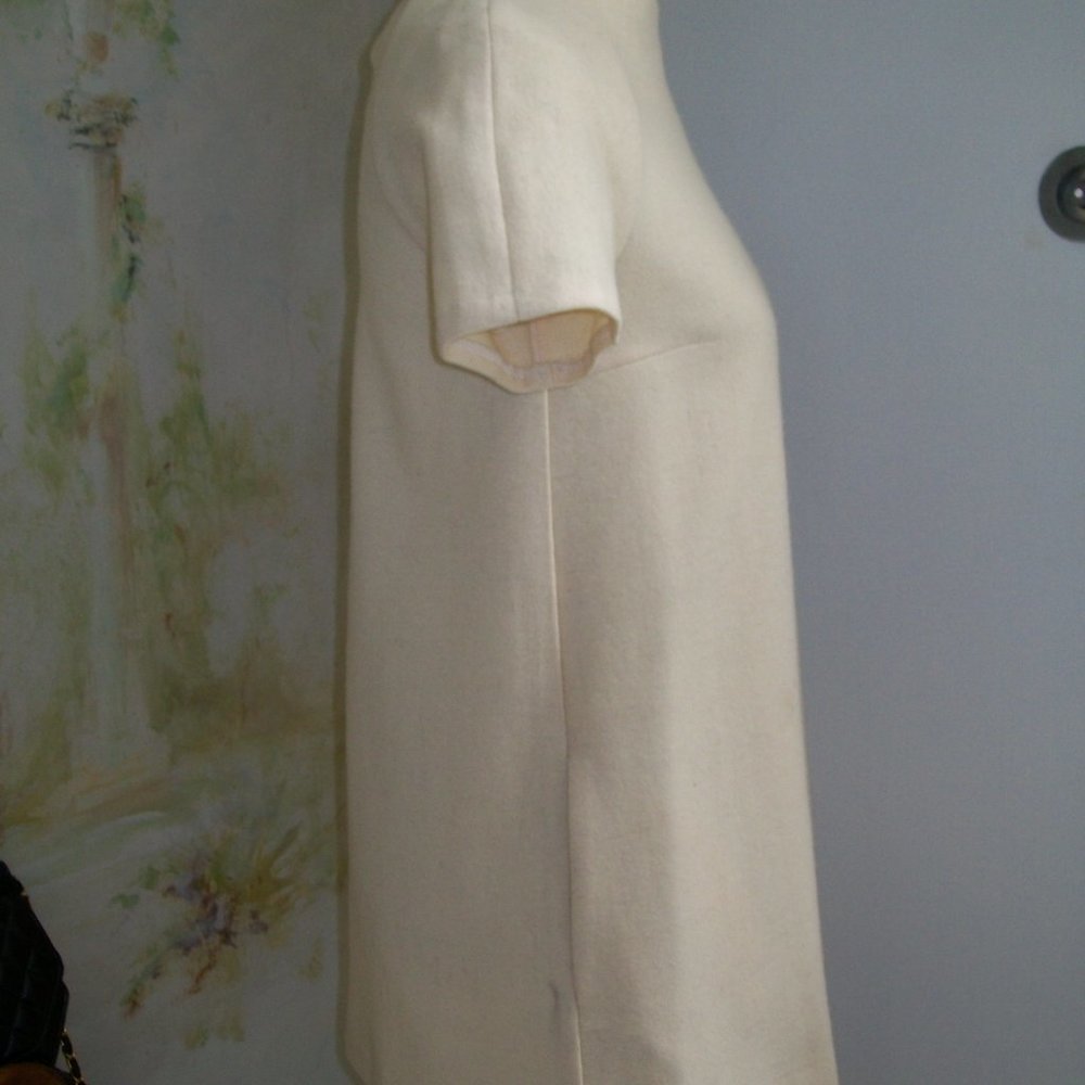 Rare Ioana Ciolacu Women's Ivory Wool Micro Mini Dress Short Sleeves Pockets XS - Picture 5 of 11